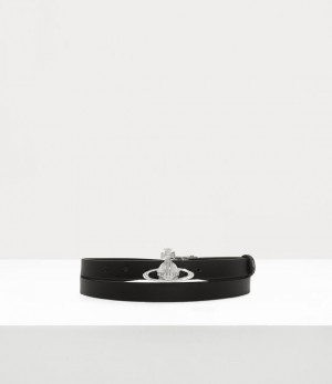 Vivienne Westwood Small Orb Buckle Belt Black | 496035GSJ