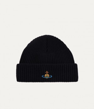 Vivienne Westwood Sporty Beanie Navy Blue | 743018TUB