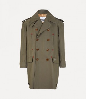 Vivienne Westwood Stripped Trench Coat Green | 260875BKA