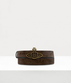 Vivienne Westwood Thin Line Orb Belt Brown | 415796KAX