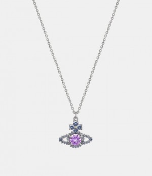 Vivienne Westwood Valentina Orb Pendant Necklace Platinum / Lavender, Blue Cz | 107236UKL