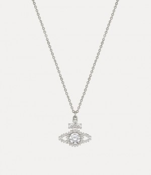 Vivienne Westwood Valentina Orb Pendant Necklace Platinum / White Cz | 507869BLQ