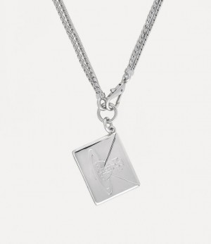 Vivienne Westwood Valentine's Envelope Necklace Platinum | 580173EIO