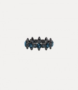 Vivienne Westwood Warwick Ring Ruthenium / Blue Nano Crystal (Cz) | 809671RYE