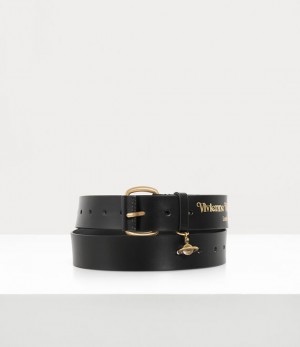 Vivienne Westwood Wide Alex Charm Belt Black | 857604NHR