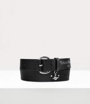 Vivienne Westwood Wide Alex Charm Belt Black - Silver Hw | 073458WEJ