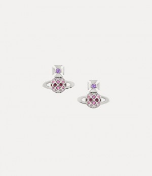 Vivienne Westwood Willa Bas Relief Earrings Platinum/Violet,Light Amethyst,Amethyst Crystal | 420169GAB