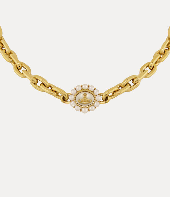 Vivienne Westwood Amaya Chain Necklace Gold / Creamrose Pearl | 724596IJE