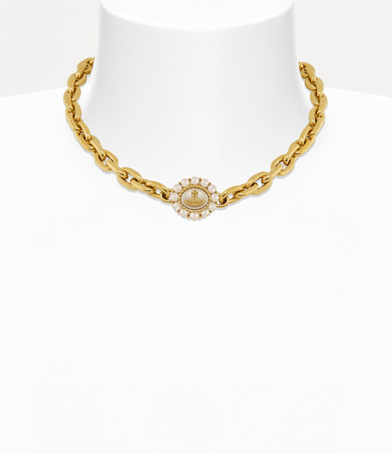 Vivienne Westwood Amaya Chain Necklace Gold / Creamrose Pearl | 724596IJE