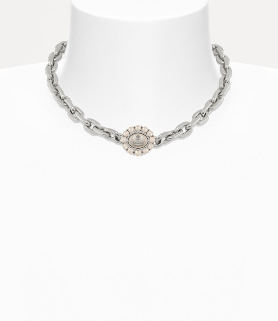 Vivienne Westwood Amaya Chain Necklace Platinum / Creamrose Pearl | 014627ONE