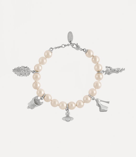 Vivienne Westwood Anglo Pearl Bracelet Platinum / Creamrose Pearl | 354079PIV