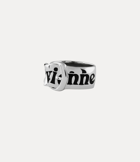 Vivienne Westwood Belt Ring Platinum / Black Enamel | 942375THD