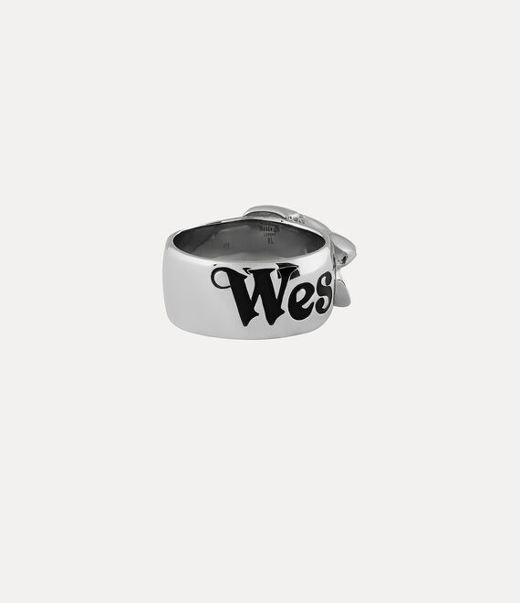 Vivienne Westwood Belt Ring Platinum / Black Enamel | 942375THD