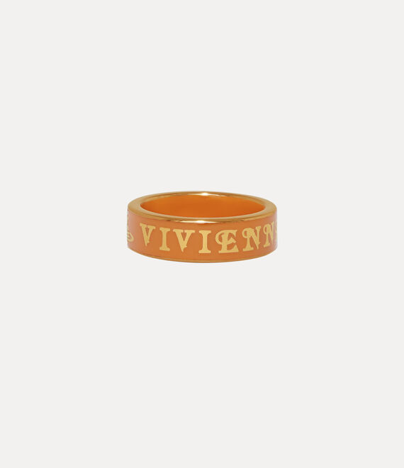 Vivienne Westwood Conduit Street Ring Gold / Orange Enamel | 532780MDL