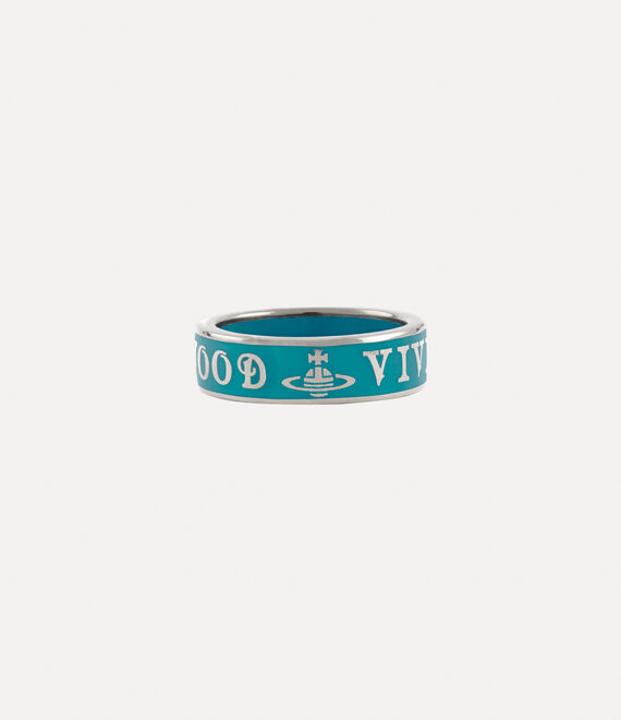 Vivienne Westwood Conduit Street Ring Platinum / Turquoise Enamel | 953147BLF