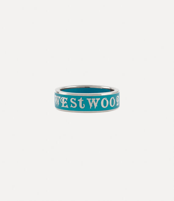 Vivienne Westwood Conduit Street Ring Platinum / Turquoise Enamel | 953147BLF