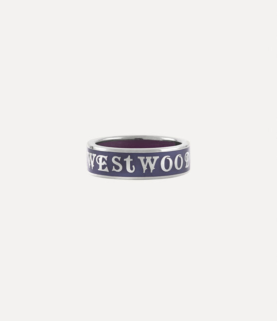 Vivienne Westwood Conduit Street Ring Platinum / Navy, Aubergine Enamel | 097584UWQ