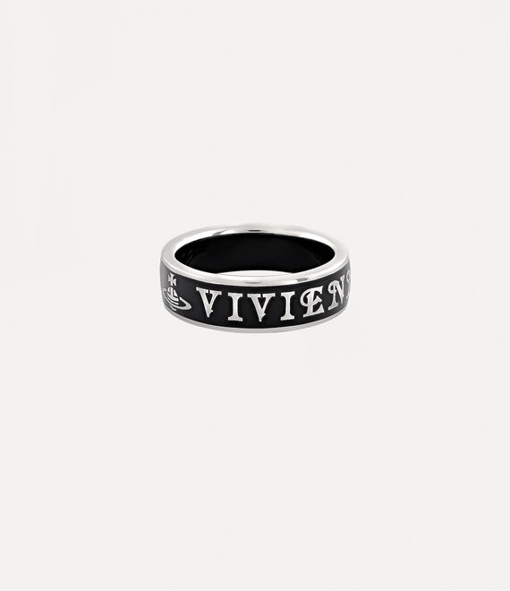 Vivienne Westwood Conduit Street Ring Platinum / Black Enamel | 269180NWA