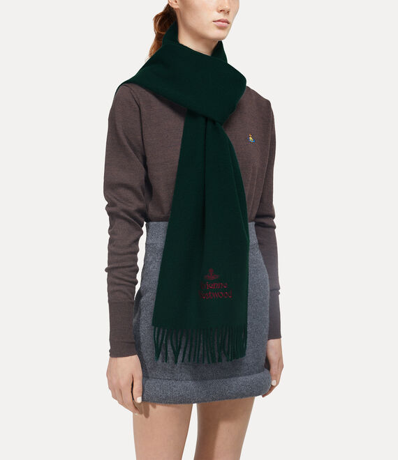 Vivienne Westwood Embroidered Scarf Dark Green | 938154ZSI