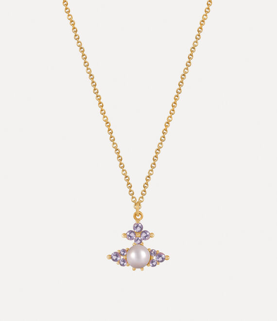 Vivienne Westwood Feodora Pendant Necklace Gold / Light Purple Cz / Crystal Rosaline Pearl | 574061MQS