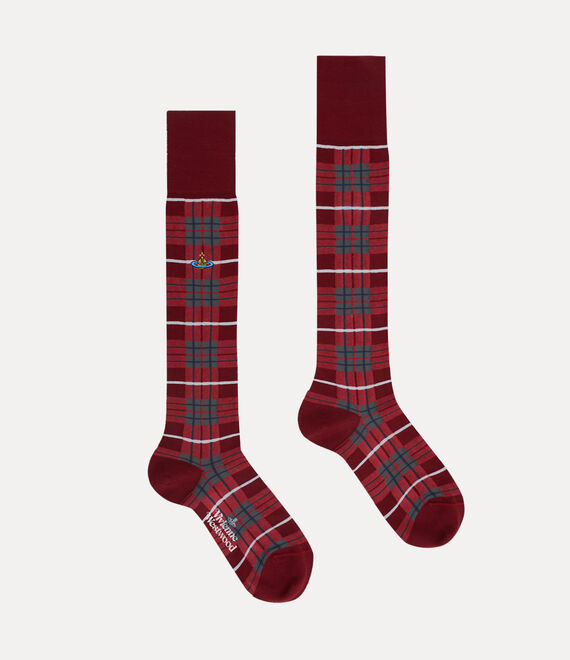 Vivienne Westwood High Tartan Sock Navy Blue | 096823TXZ