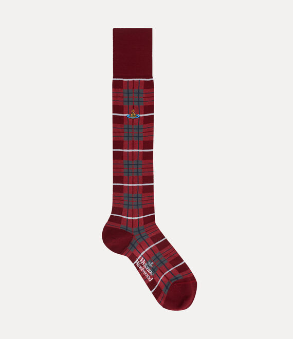 Vivienne Westwood High Tartan Sock Navy Blue | 096823TXZ