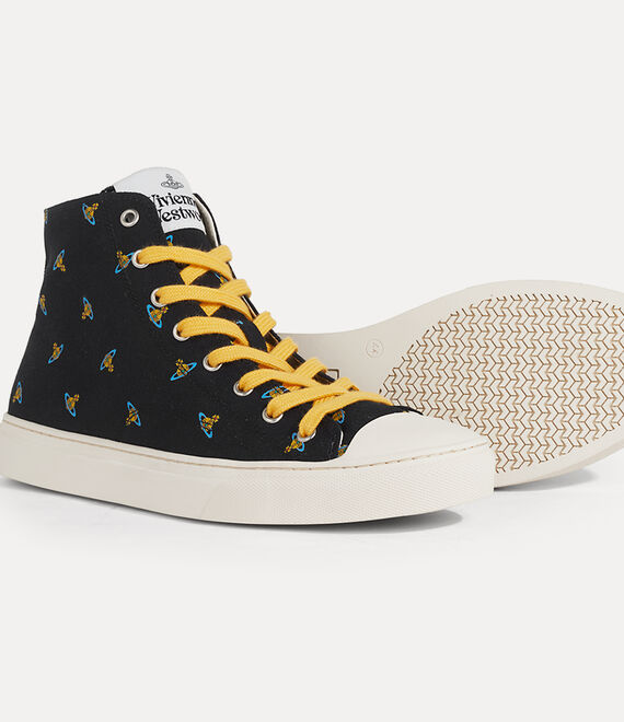 Vivienne Westwood High Top Canvas Plimsoll Black/Baby Orbs | 643195FAB