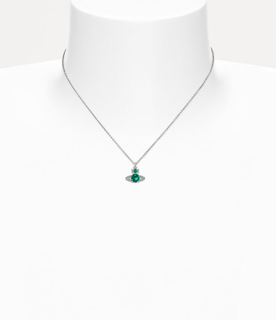 Vivienne Westwood Ismene Pendant Necklace Platinum / Green Cz | 137645DPL