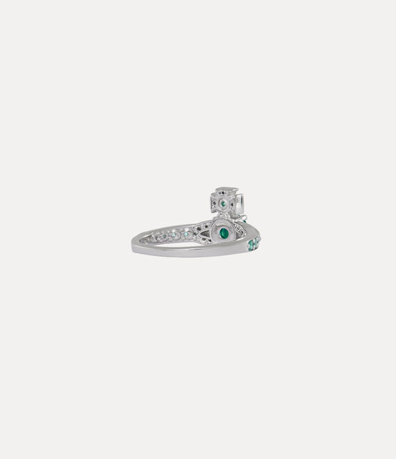 Vivienne Westwood Ismene Ring Platinum / Green Cz | 789410ZOH