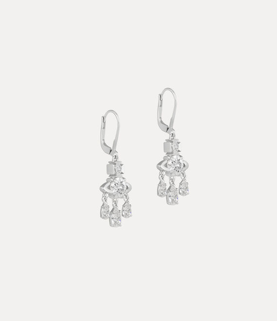 Vivienne Westwood Joaquina Earrings Platinum / White Cz | 268590ULA