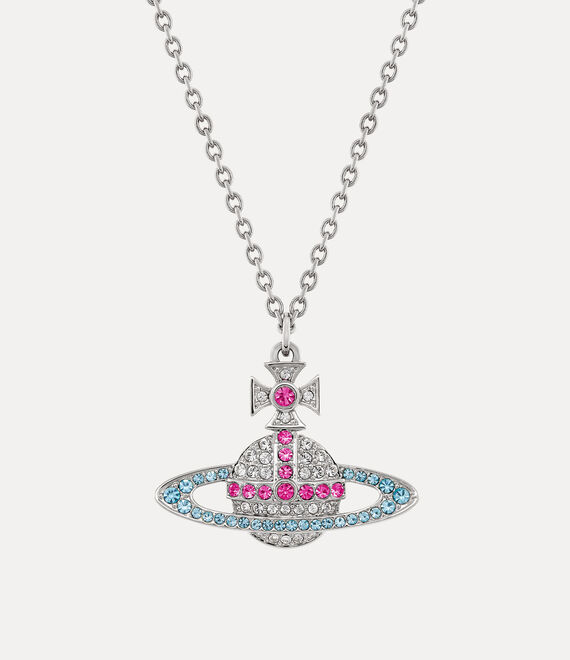 Vivienne Westwood Kika Pendant Necklace Platinum / Crystal, Fuchsia, Indicolite Crystal | 274589ZHI