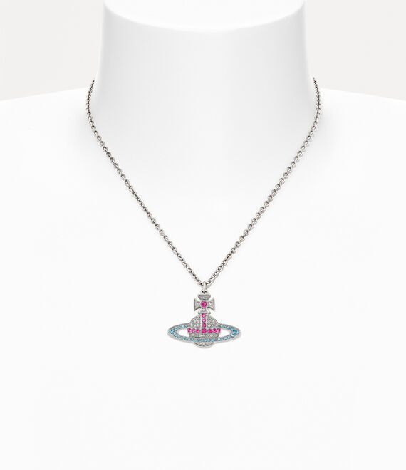 Vivienne Westwood Kika Pendant Necklace Platinum / Crystal, Fuchsia, Indicolite Crystal | 274589ZHI