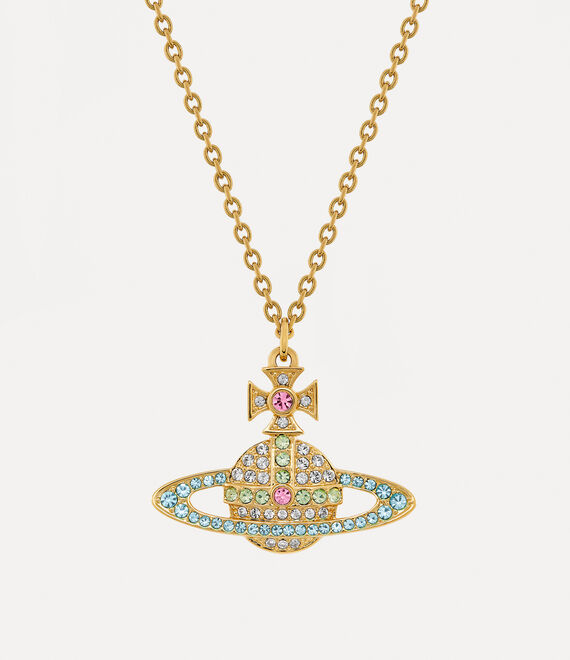 Vivienne Westwood Kika Pendant Necklace Gold/Crystal,Chrysolite,Aquamarine | 674352GDX