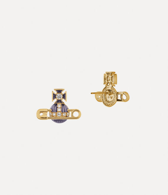 Vivienne Westwood Kitty Earrings Gold / Crystal Crystal / Violet Transparent Enamel | 713290BRJ