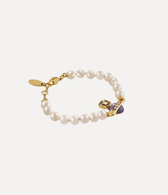 Vivienne Westwood Kitty Pearl Bracelet Gold/Crystal Crystal/Violet Transparent | 297513RQW