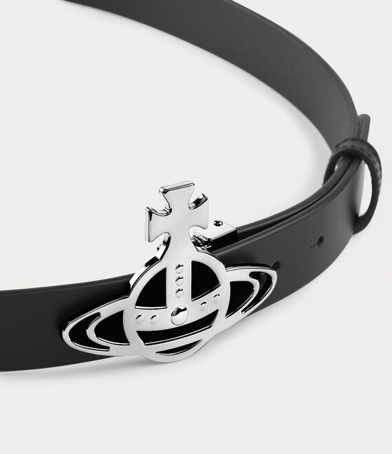 Vivienne Westwood Line Orb Buckle Belt/Silver Black | 952073GZA