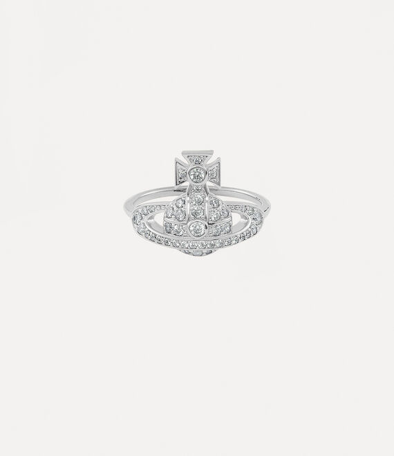 Vivienne Westwood Little Orb Ring Platinum / White Cz | 719340JSY