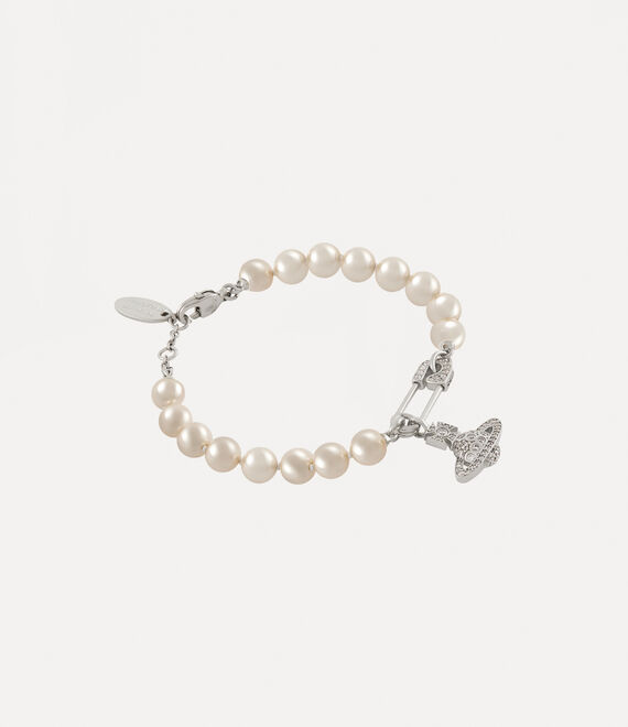 Vivienne Westwood Lucrece Pearl Bracelet Platinum / Light Creamrose Pearl / White Cz | 849350XWP