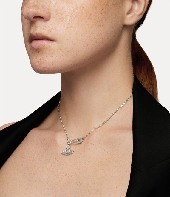 Vivienne Westwood Lucrece Pendant Necklace Platinum / White Cz | 279408VHT