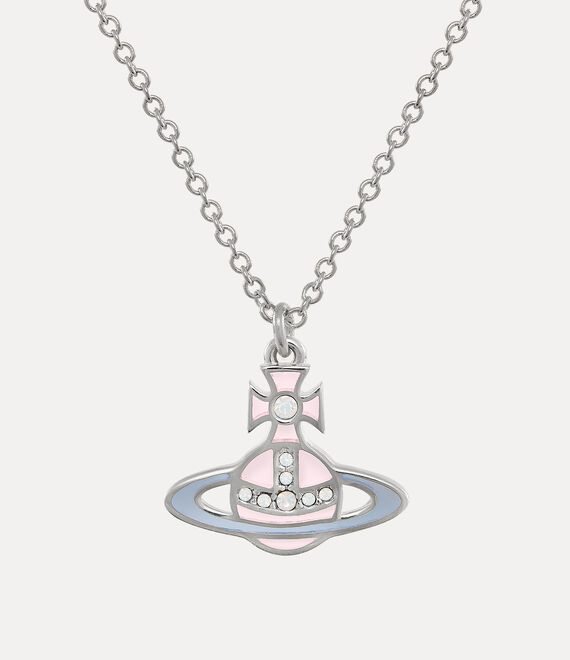 Vivienne Westwood Man. Concetta Pendant Necklace Platinum/Pale Pink,Transparent Pastel Blue | 140352WNI