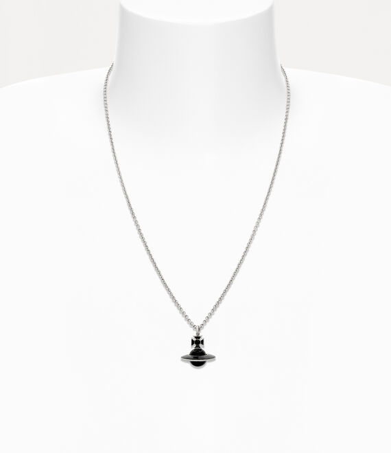 Vivienne Westwood Man. Dinah Pendant Platinum / Black Enamel | 459283BWI