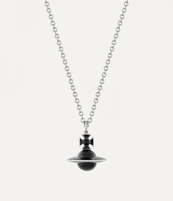 Vivienne Westwood Man. Dinah Pendant Platinum / Black Enamel | 560473YMJ