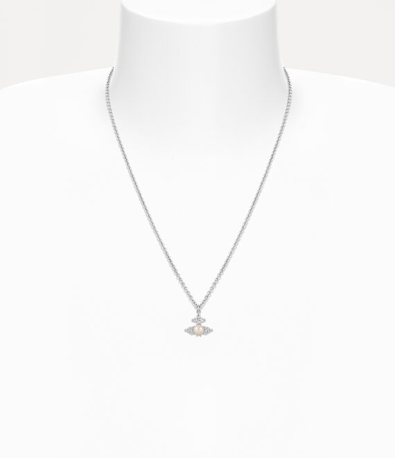 Vivienne Westwood Man. Feodora Pendant Platinum / White Cz / Creamrose Pearl | 634907IRQ