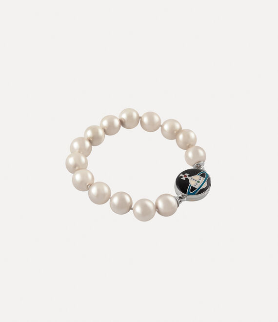 Vivienne Westwood Man. Loelia Large Pearl Bracelet Platinum/Black,Off-white,Green,Red | 037249JZS