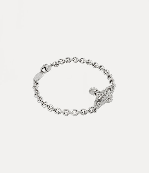 Vivienne Westwood Man. Mini Bas Relief Chain Bracelet Platinum / Crystal Crystal | 817390NIC