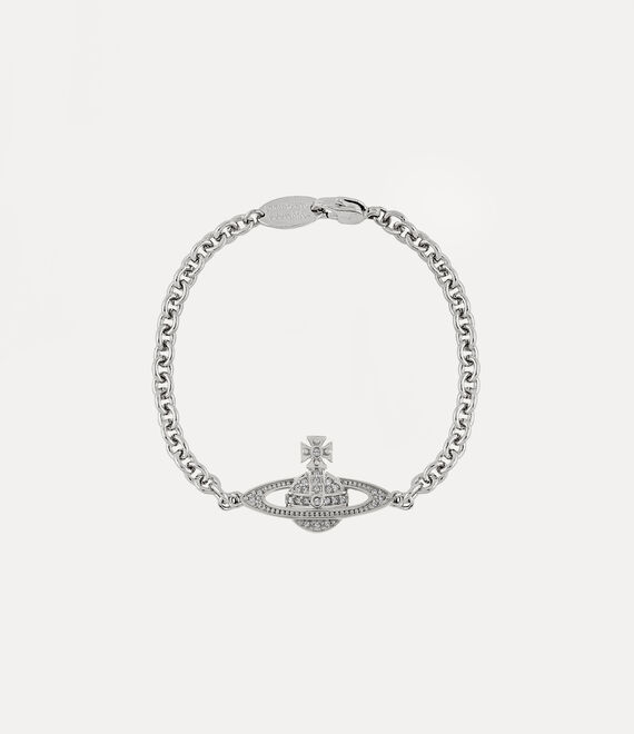 Vivienne Westwood Man. Mini Bas Relief Chain Bracelet Platinum / Crystal Crystal | 817390NIC