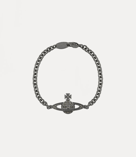 Vivienne Westwood Man. Mini Bas Relief Chain Bracelet Ruthenium Black Diamond | 317604ZMP