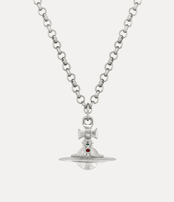 Vivienne Westwood Man New Tiny Orb Pendant Platinum / Crystal, Montana, Emerald, Siam Crystal | 765190ZKQ