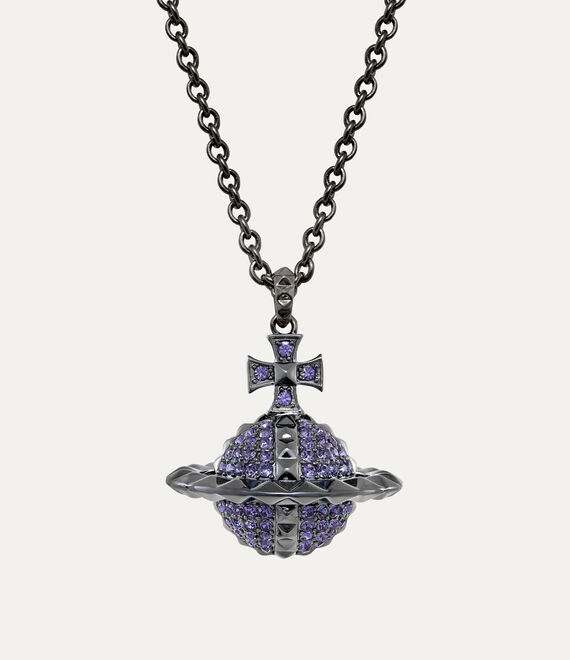 Vivienne Westwood Mayfair Large Orb Pendant Gunmetal / Tanzanite Crystal | 930286NHA