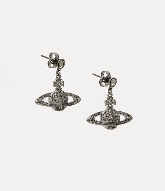 Vivienne Westwood Mini Bas Relief Drop Earrings Ruthenium Black Diamond | 591832NQA